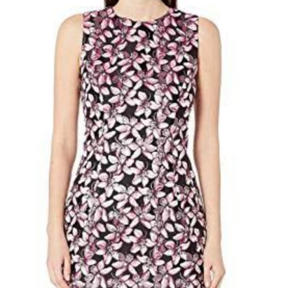 NEW$1195 Prabal Gurung Women's Black Floral-Print Sleeveless Sheath Dress Size 8